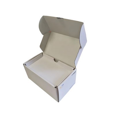 Caixa de zapatos de cartón branco con tapa